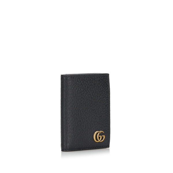グッチ GGマーモント ダブルGG カードケース 名刺入れ 428737 ブラック レザー レディース GUCCI 【中古】