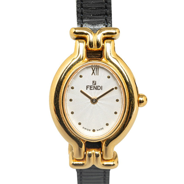 フェンディ カメレオン チェンジベルト5色 腕時計 640L クオーツ ホワイト文字盤 メッキ レザー レディース FENDI 【中古】
