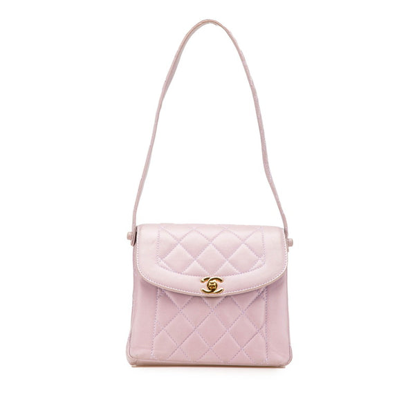 シャネル マトラッセ ダイアナ ワンショルダーバッグ ハンドバッグ パープル ラベンダー ラムスキン レディース CHANEL 【中古】