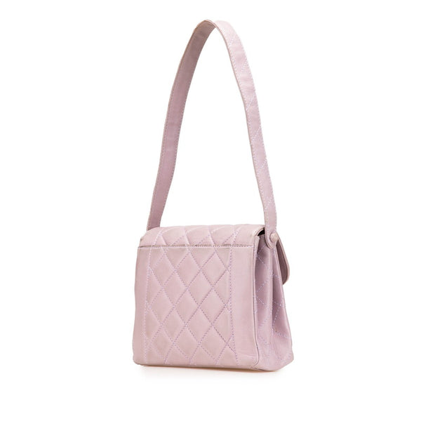 シャネル マトラッセ ダイアナ ワンショルダーバッグ ハンドバッグ パープル ラベンダー ラムスキン レディース CHANEL 【中古】