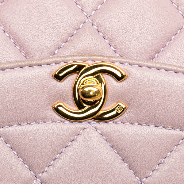 シャネル マトラッセ ダイアナ ワンショルダーバッグ ハンドバッグ パープル ラベンダー ラムスキン レディース CHANEL 【中古】