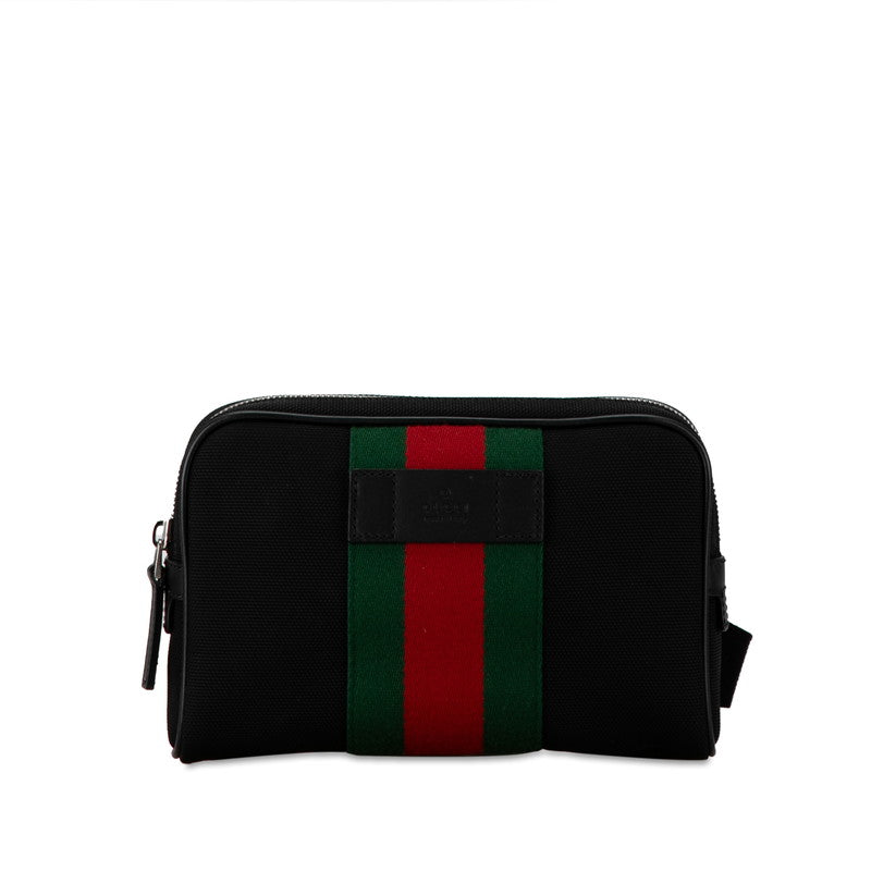 グッチ ロゴ ウエストバッグ ボディバッグ ショルダーバッグ 630919 ブラック キャンバス レザー メンズ GUCCI 【中古】