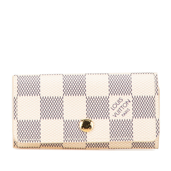 ルイ ヴィトン ダミエ アズール ミュルティクレ4 キーケース N60020 ホワイト PVC レザー レディース LOUIS VUITTON 【中古】