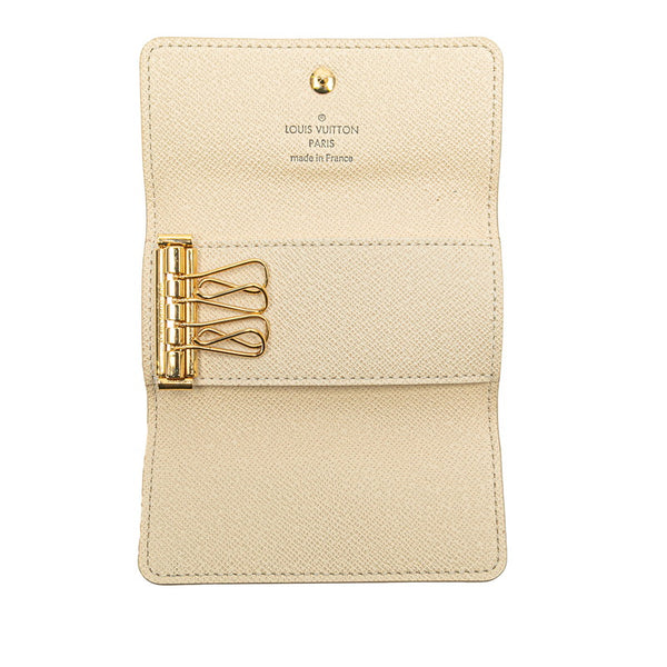 ルイ ヴィトン ダミエ アズール ミュルティクレ4 キーケース N60020 ホワイト PVC レザー レディース LOUIS VUITTON 【中古】
