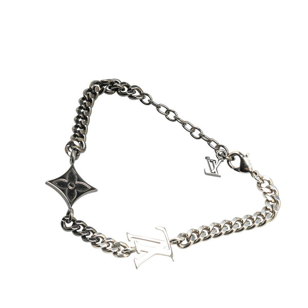 ルイ ヴィトン ブラスレLV インスティンク ブレスレット M00508 シルバー ブラック メタル レディース LOUIS VUITTON 【中古】