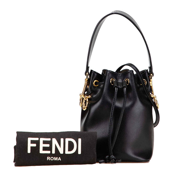 フェンディ モン トレゾール ミニ バケットバッグ ショルダーバッグ 2WAY 8BS010 ブラック レザー レディース FENDI 【中古】
