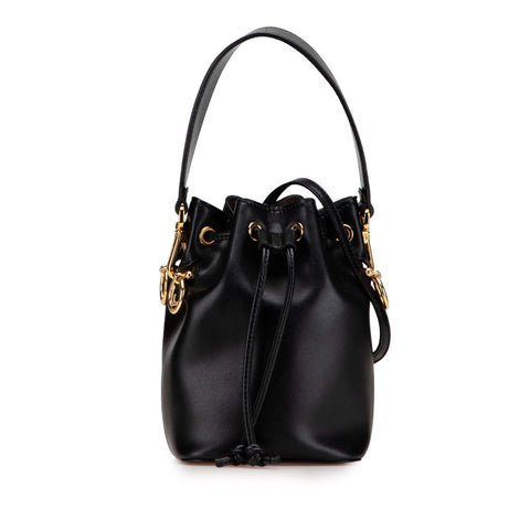 フェンディ モン トレゾール ミニ バケットバッグ ショルダーバッグ 2WAY 8BS010 ブラック レザー レディース FENDI 【中古】