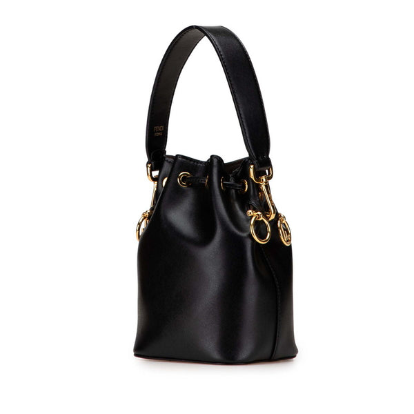 フェンディ モン トレゾール ミニ バケットバッグ ショルダーバッグ 2WAY 8BS010 ブラック レザー レディース FENDI 【中古】