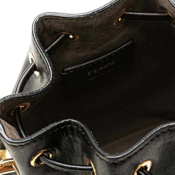 フェンディ モン トレゾール ミニ バケットバッグ ショルダーバッグ 2WAY 8BS010 ブラック レザー レディース FENDI 【中古】