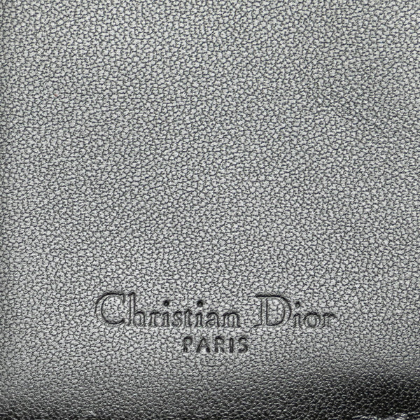 ディオール カナージュ 三つ折り財布 コンパクトウォレット ブラック レザー レディース Dior 【中古】