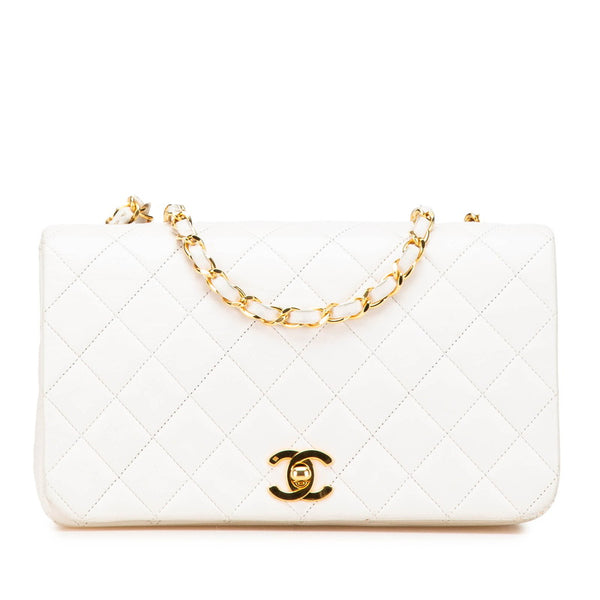 シャネル マトラッセ23 フルフラップ チェーンショルダーバッグ ホワイト ゴールド金具 ラムスキン レディース CHANEL 【中古】