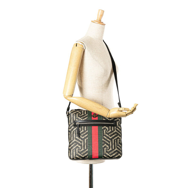 グッチ GGカレイド ウェブ ビー 蜂 ハチ メッセンジャーバッグ ショルダーバック 471466 213317 ブラック ブラウン PVC レザー レディース GUCCI 【中古】