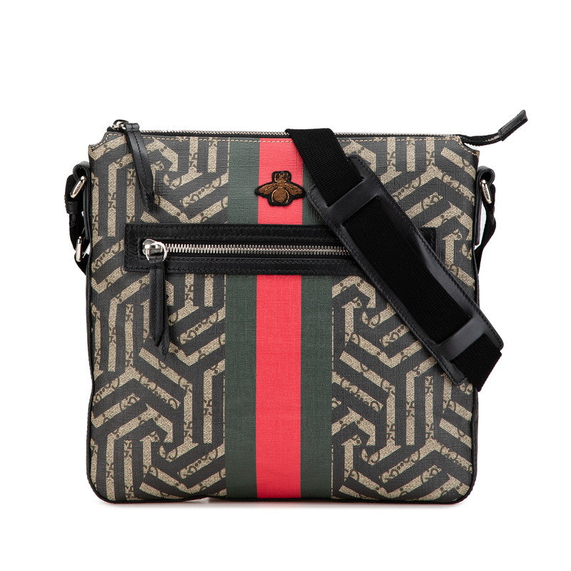 グッチ GGカレイド ウェブ ビー 蜂 ハチ メッセンジャーバッグ ショルダーバック 471466 213317 ブラック ブラウン PVC レザー レディース GUCCI 【中古】