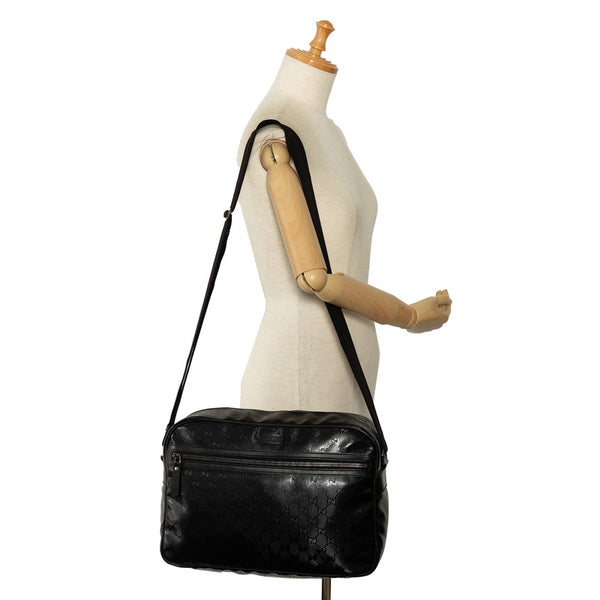 グッチ GGインプリメ 斜め掛け ショルダーバッグ 211107 ブラック PVC レザー レディース GUCCI 【中古】