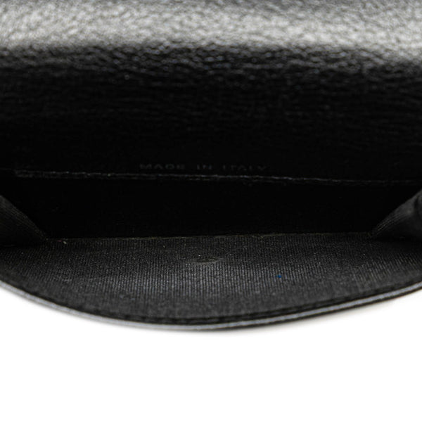 シャネル カメリア ココマーク 三つ折り財布 コンパクトウォレット ブラック ラムスキン レディース CHANEL 【中古】