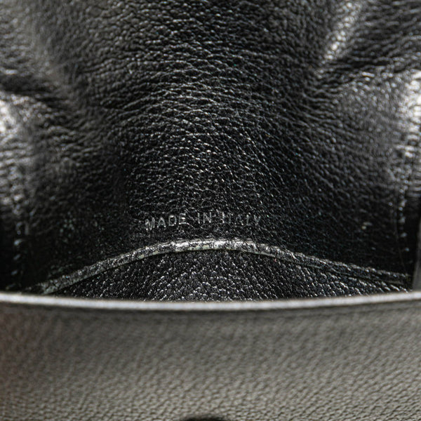 シャネル カメリア ココマーク 三つ折り財布 コンパクトウォレット ブラック ラムスキン レディース CHANEL 【中古】