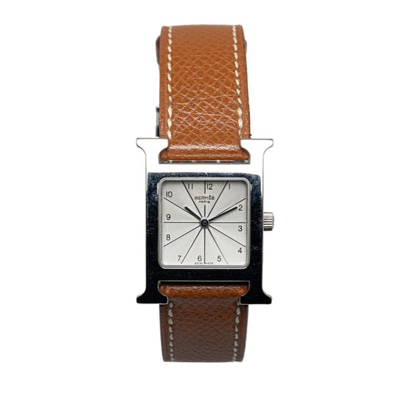 エルメス Hウォッチ 腕時計 HH1.210 クオーツ ホワイト文字盤 ステンレススチール レザー レディース HERMES 【中古】