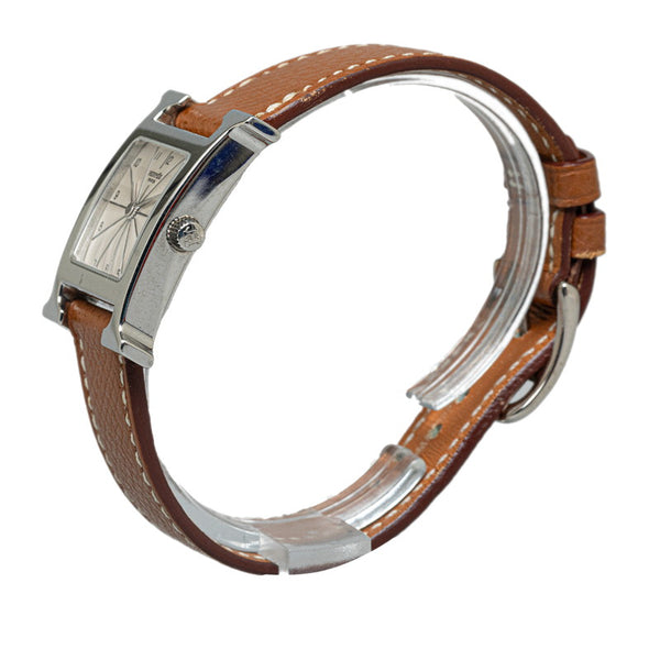 エルメス Hウォッチ 腕時計 HH1.210 クオーツ ホワイト文字盤 ステンレススチール レザー レディース HERMES 【中古】