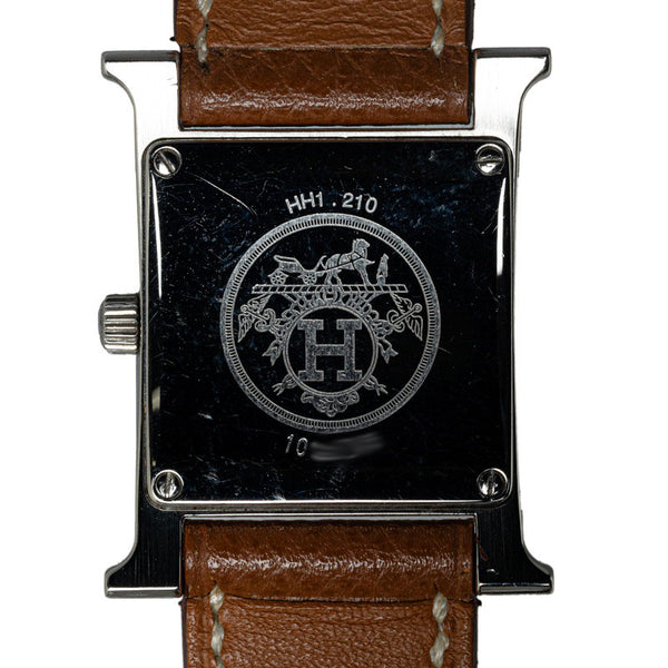 エルメス Hウォッチ 腕時計 HH1.210 クオーツ ホワイト文字盤 ステンレススチール レザー レディース HERMES 【中古】