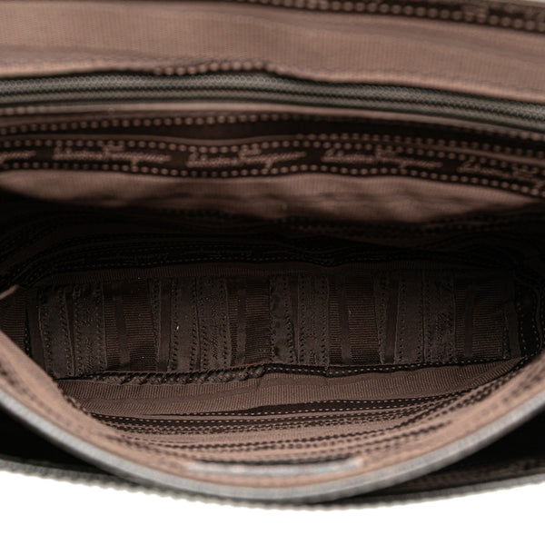 サルヴァトーレフェラガモ 斜め掛け ショルダーバッグ FZ-94 9671 ブラック ブルー グレー レザー レディース Salvatore Ferragamo 【中古】