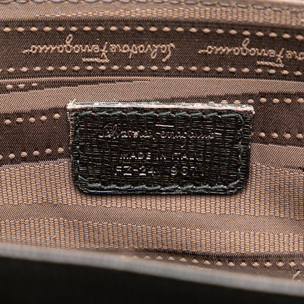 サルヴァトーレフェラガモ 斜め掛け ショルダーバッグ FZ-94 9671 ブラック ブルー グレー レザー レディース Salvatore Ferragamo 【中古】