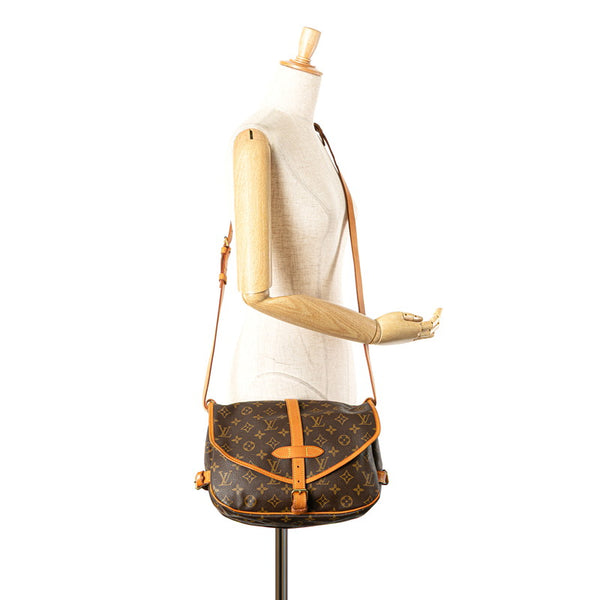 ルイ ヴィトン モノグラム ソミュール30 斜め掛け ショルダーバッグ M42256 ブラウン PVC レザー レディース LOUIS VUITTON 【中古】