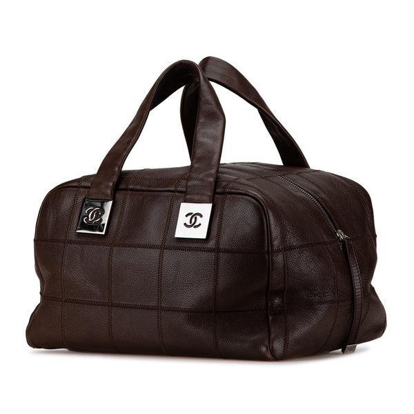 シャネル チョコバー ココマーク ハンドバッグ ミニボストンバッグ ブラウン キャビアスキン レディース CHANEL 【中古】