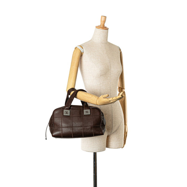 シャネル チョコバー ココマーク ハンドバッグ ミニボストンバッグ ブラウン キャビアスキン レディース CHANEL 【中古】