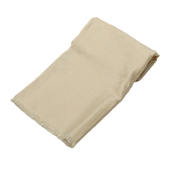 グッチ GG ストール ベージュ アイボリー カシミヤ シルク レディース GUCCI 【中古】