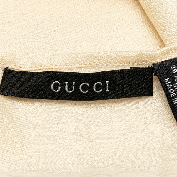 グッチ GG ストール ベージュ アイボリー カシミヤ シルク レディース GUCCI 【中古】