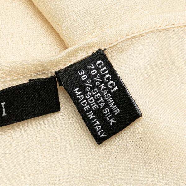 グッチ GG ストール ベージュ アイボリー カシミヤ シルク レディース GUCCI 【中古】