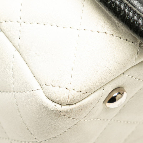 シャネル カンボンライン パイソン ハンドバッグ ホワイト ブラック　ベージュ ラムスキン レディース CHANEL 【中古】