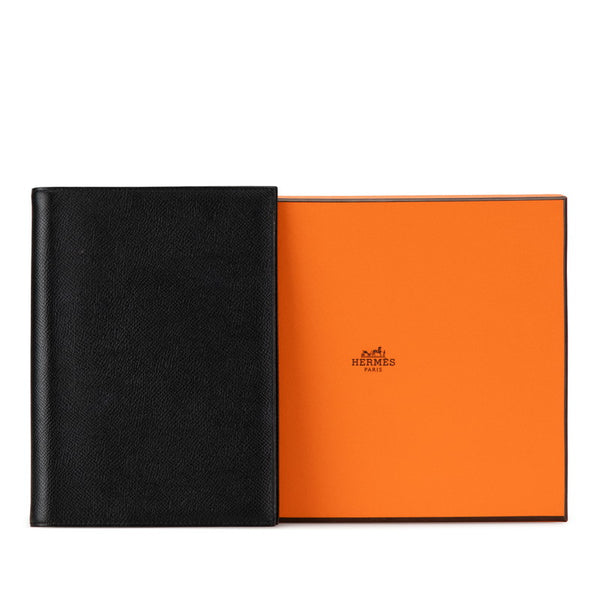 エルメス アジェンダGM 手帳カバー ブックカバー ノートカバー ブラック ヴォーエプソン メンズ HERMES 【中古】