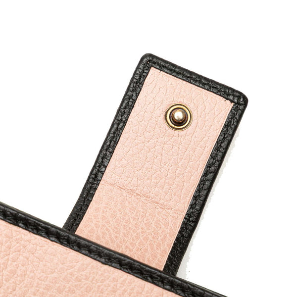 グッチ GGマーモント ボウ 二つ折り財布 524298 ブラック レザー レディース GUCCI 【中古】