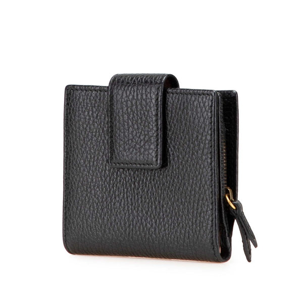 グッチ GGマーモント ボウ 二つ折り財布 524298 ブラック レザー レディース GUCCI 【中古】
