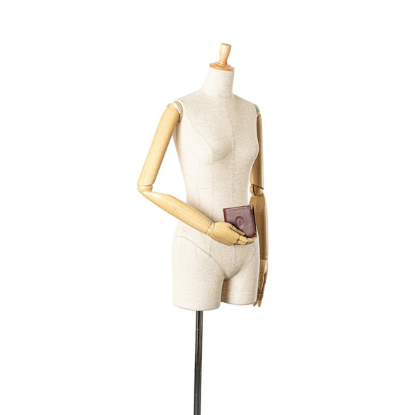 カルティエ マストライン 二つ折り財布 ワインレッド ボルドー レザー レディース CARTIER 【中古】