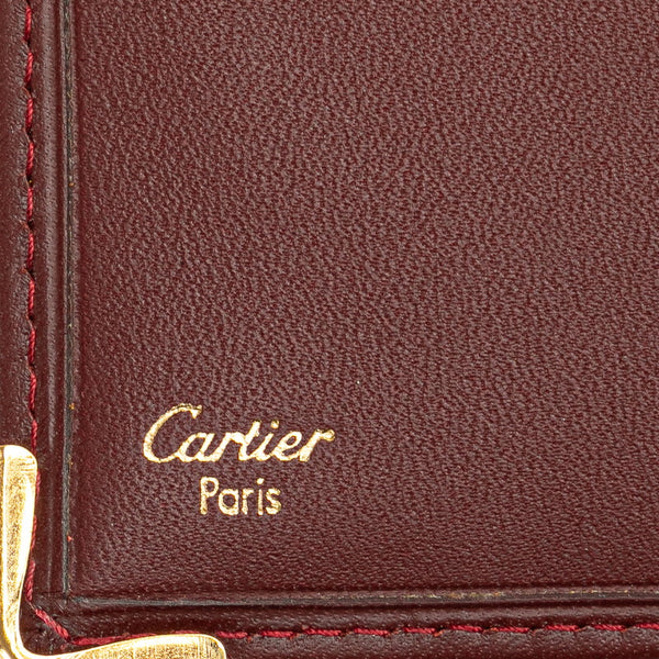 カルティエ マストライン 二つ折り財布 ワインレッド ボルドー レザー レディース CARTIER 【中古】