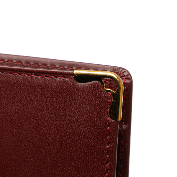 カルティエ マストライン 二つ折り財布 ワインレッド ボルドー レザー レディース CARTIER 【中古】