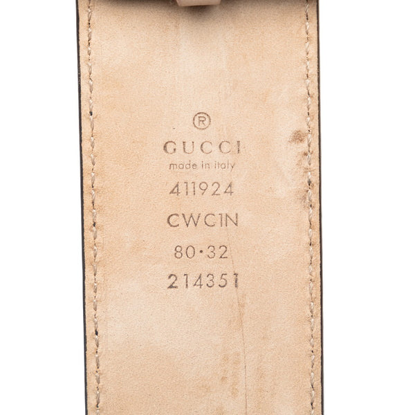 グッチ グッチシマ インターロッキングG ベルト 80/32 411924 ブラック レザー レディース GUCCI 【中古】
