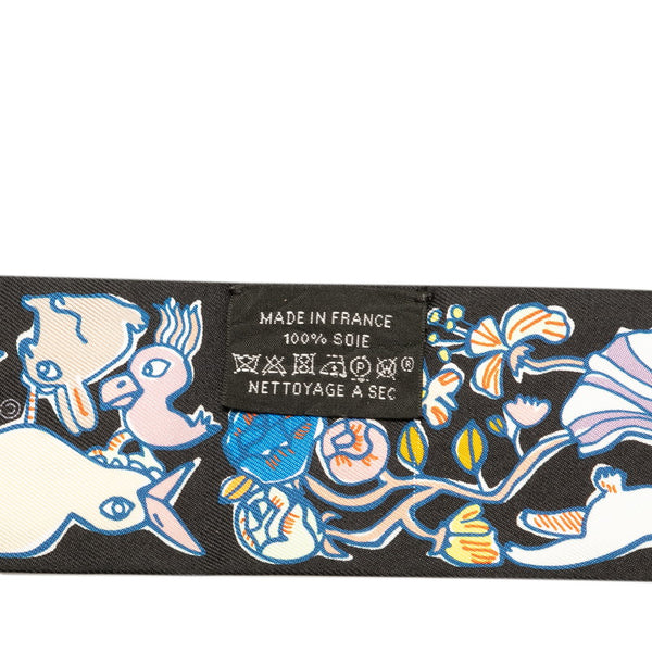 エルメス ツイリー MILLE ET UN LAPINS 千と一羽のウサギ スカーフ ブラック ブルー マルチカラー シルク レディース HERMES 【中古】