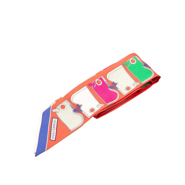 エルメス ツイリー Camails カマイユ スカーフ レッド グリーン マルチカラー シルク レディース HERMES 【中古】