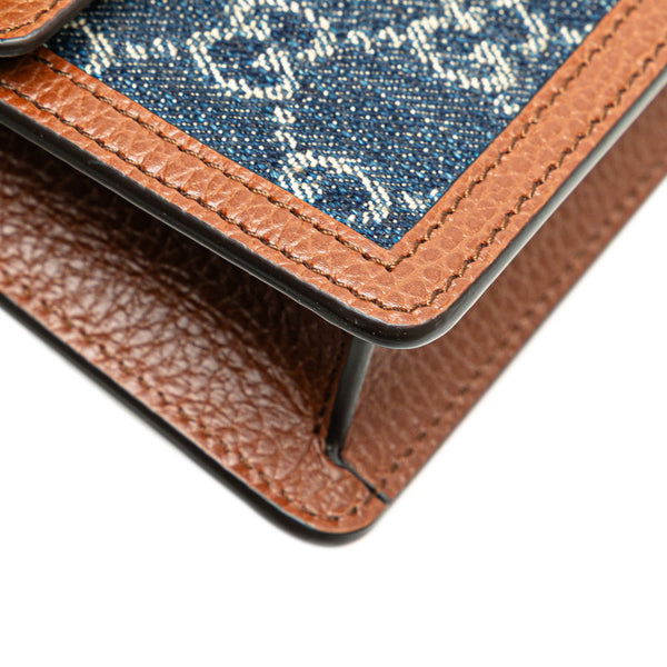 グッチ GGデニム ディオニュソス スーパー ミニバッグ 斜め掛け チェーン ショルダーバッグ 476432 インディゴブルー ブラウン デニム レザー レディース GUCCI 【中古】