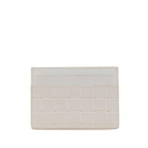 ボッテガヴェネタ イントレチャート カードケース ホワイト レザー レディース BOTTEGAVENETA 【中古】