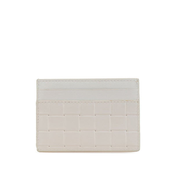 ボッテガヴェネタ イントレチャート カードケース ホワイト レザー レディース BOTTEGAVENETA 【中古】