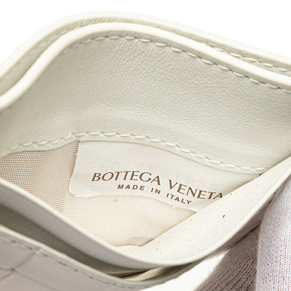 ボッテガヴェネタ イントレチャート カードケース ホワイト レザー レディース BOTTEGAVENETA 【中古】