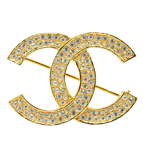 シャネル ヴィンテージ ココマーク ラインストーン ブローチ ゴールド メッキ レディース CHANEL 【中古】