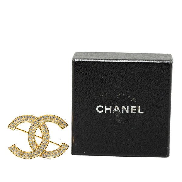 シャネル ヴィンテージ ココマーク ラインストーン ブローチ ゴールド メッキ レディース CHANEL 【中古】