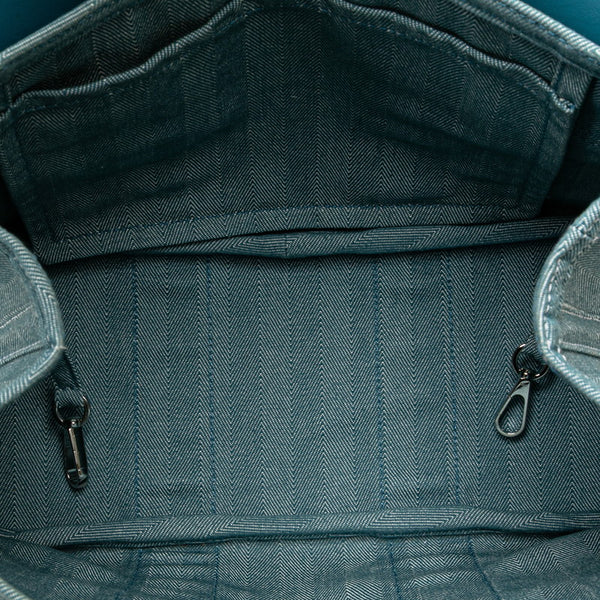 エルメス ヴァルパライソPM ハンドバッグ ブルージーン トワルシェブロン レザー レディース HERMES 【中古】