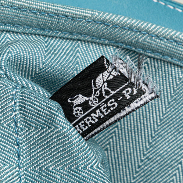 エルメス ヴァルパライソPM ハンドバッグ ブルージーン トワルシェブロン レザー レディース HERMES 【中古】