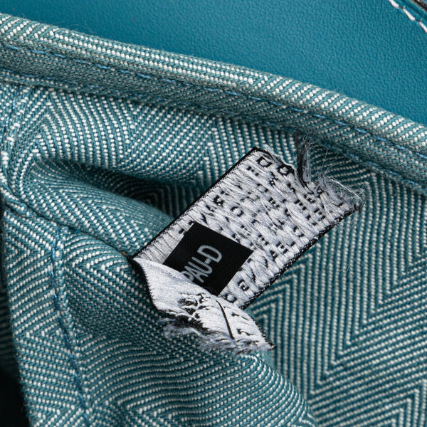 エルメス ヴァルパライソPM ハンドバッグ ブルージーン トワルシェブロン レザー レディース HERMES 【中古】